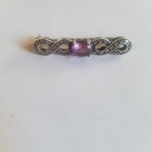 Sterling Silver Amethyst Pin